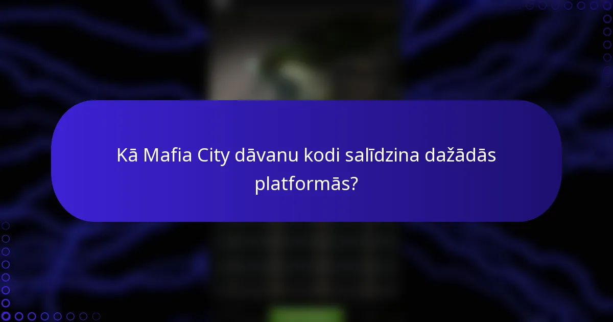 Kā Mafia City dāvanu kodi salīdzina dažādās platformās?