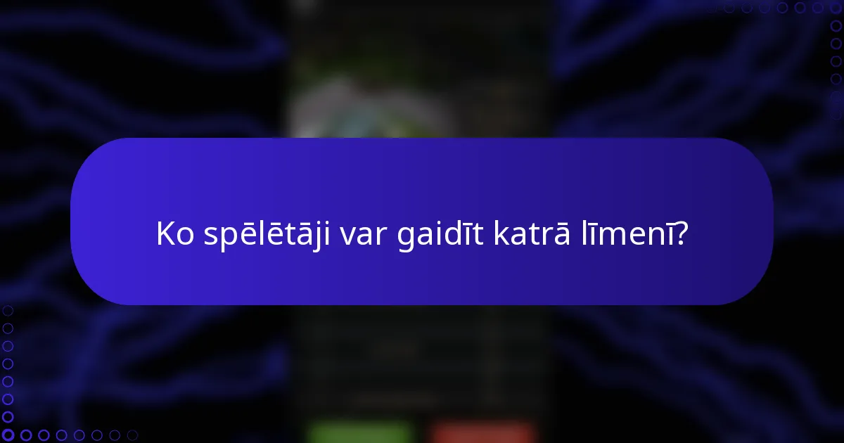 Ko spēlētāji var gaidīt katrā līmenī?
